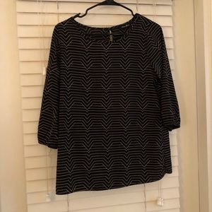 2/$10 Black Gold Stripe 3/4 Sleeve Blouse, Medium
